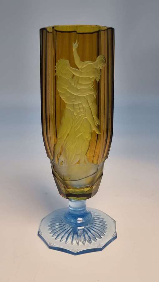 19th century English intaglio hand engraved goblet, circa 1880