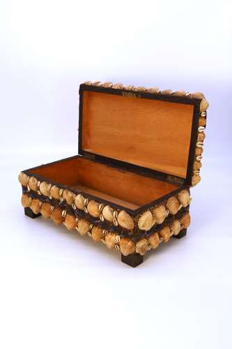 A large early 20th century folk art shellwork box circa 1930