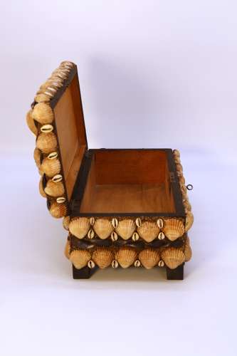 A large early 20th century folk art shellwork box circa 1930