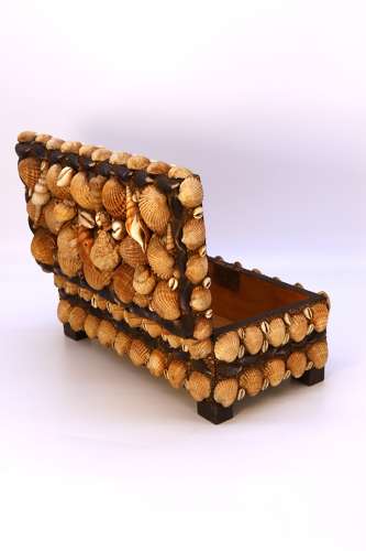 A large early 20th century folk art shellwork box circa 1930