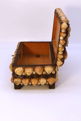 A large early 20th century folk art shellwork box circa 1930