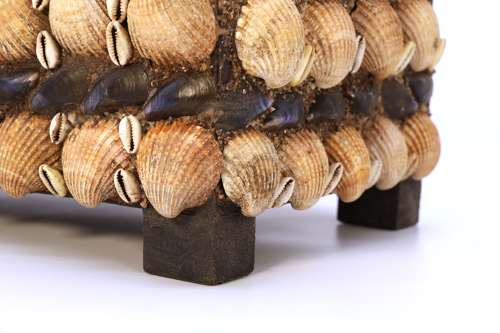 A large early 20th century folk art shellwork box circa 1930