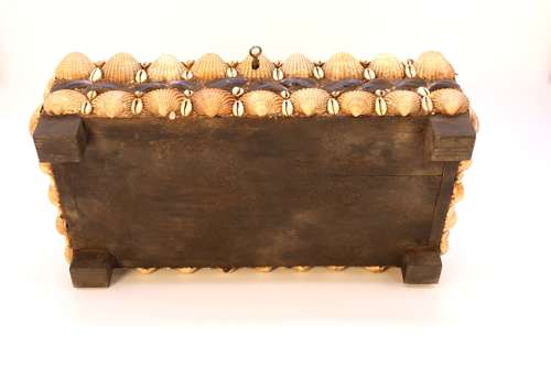 A large early 20th century folk art shellwork box circa 1930