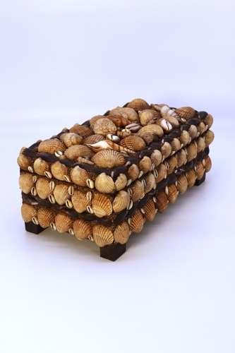A large early 20th century folk art shellwork box circa 1930