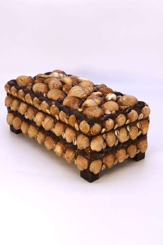 A large early 20th century folk art shellwork box circa 1930