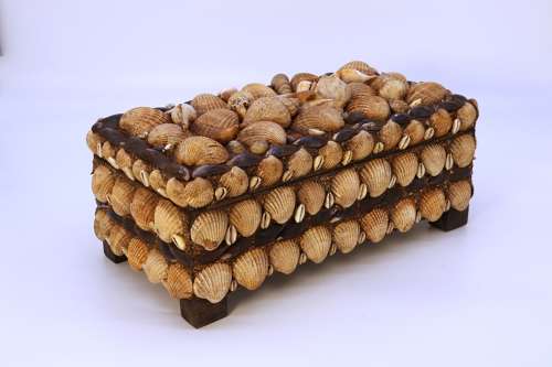 A large early 20th century folk art shellwork box circa 1930
