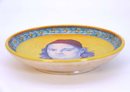 Italian majolica hand painted plate of Pietro Perugino, circa 1923