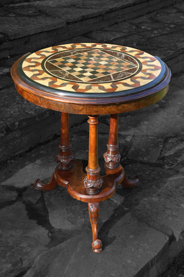 19th century pietra dura specimen occasional/games table circa 1860