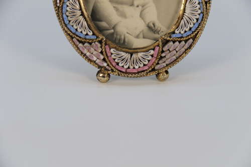 A pair of miniature Italian micro mosaic photo frames circa 1920