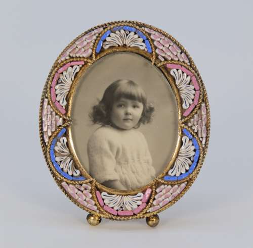 A pair of miniature Italian micro mosaic photo frames circa 1920