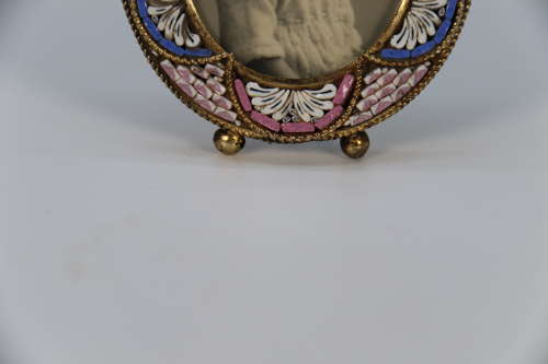 A pair of miniature Italian micro mosaic photo frames circa 1920
