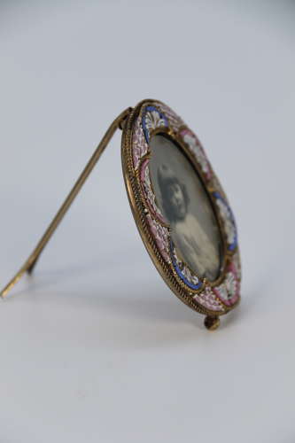 A pair of miniature Italian micro mosaic photo frames circa 1920
