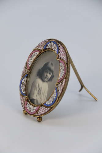 A pair of miniature Italian micro mosaic photo frames circa 1920