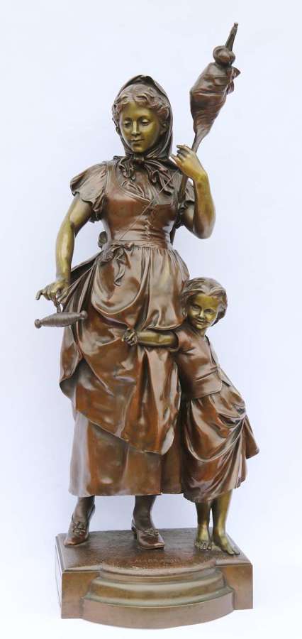 19th century bronze study of a mother and child by L Madrassi c 1880