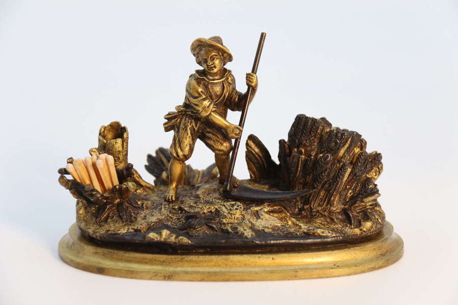 19th century small French gilt bronze inkstand circa 1860