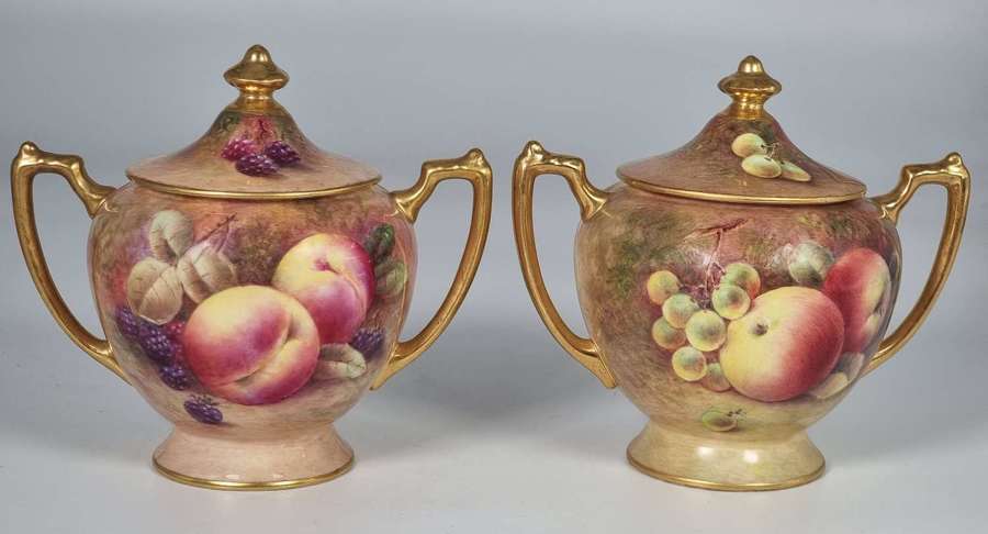 A pair of hand painted Coalport vases by Richard Budd circa 1960