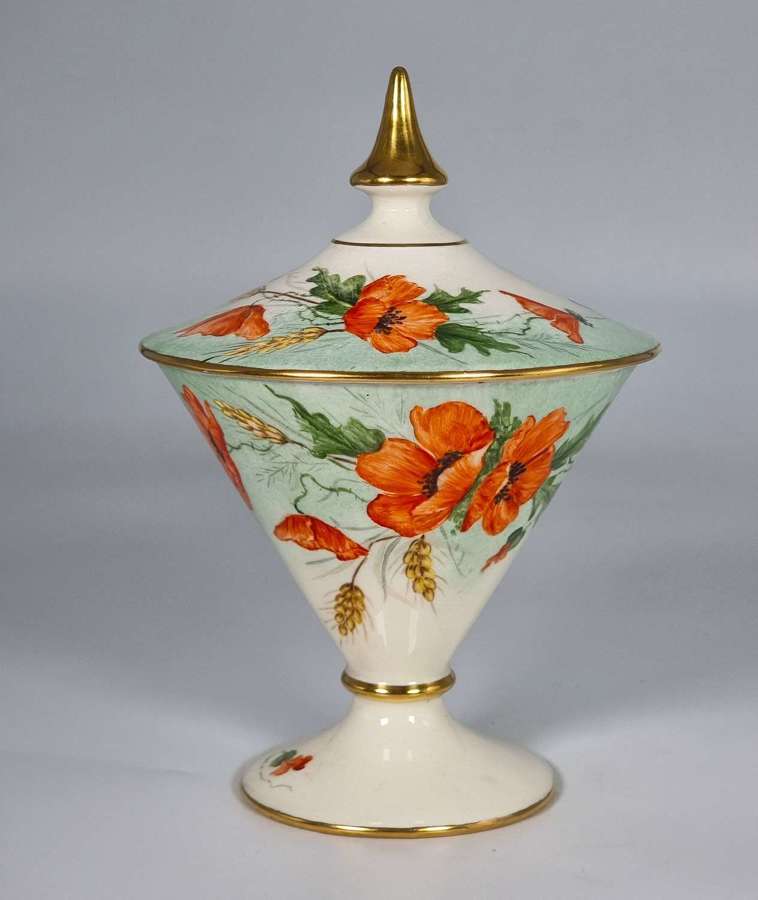 An Art Deco Royal Winton hand painted vase and cover