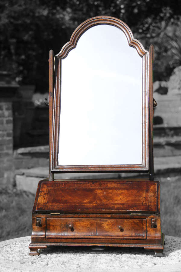 19th century figured walnut table mirror/writing surface circa 1860