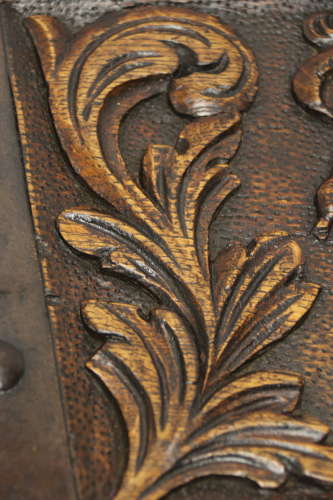 19th century carved oak and steel bound strong box for a ships captain