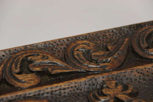 19th century carved oak and steel bound strong box for a ships captain