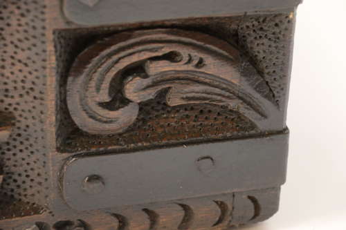 19th century carved oak and steel bound strong box for a ships captain