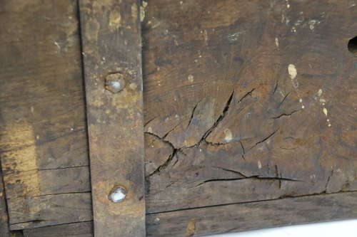 19th century carved oak and steel bound strong box for a ships captain
