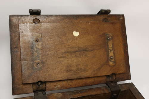 19th century carved oak and steel bound strong box for a ships captain