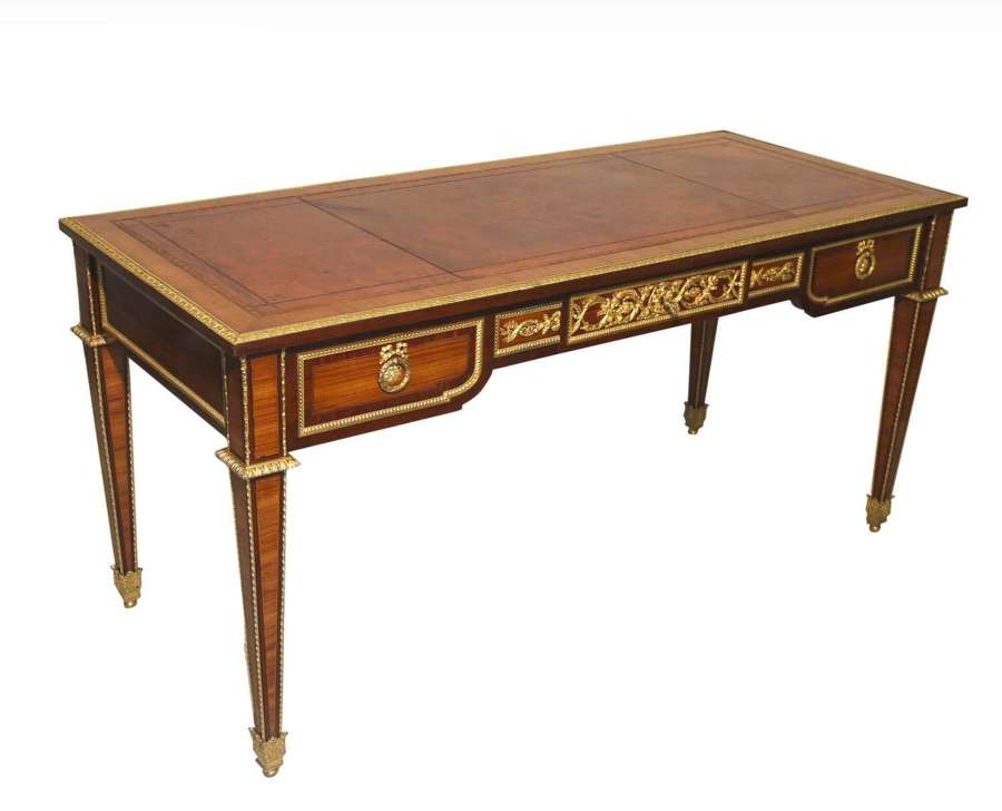 19th century Louis XVI style writing table/bureau plat, French C 1880