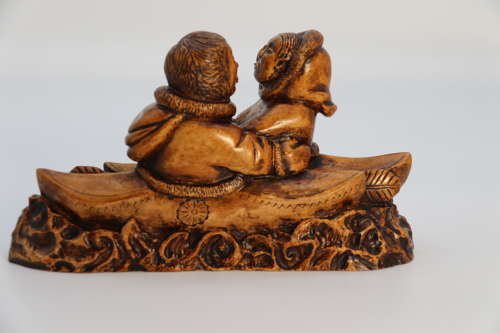 Canadian folk art Inuit figure group made from maple circa 1920