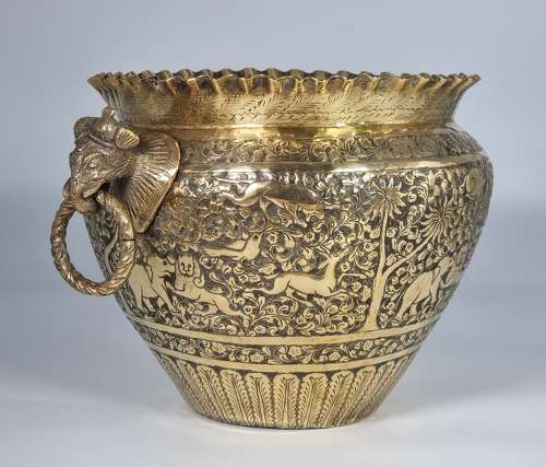 19th century Indian Raj period brass jardiniere circa 1880