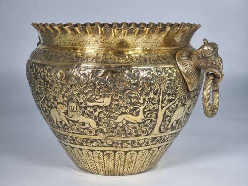 19th century Indian Raj period brass jardiniere circa 1880