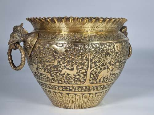 19th century Indian Raj period brass jardiniere circa 1880