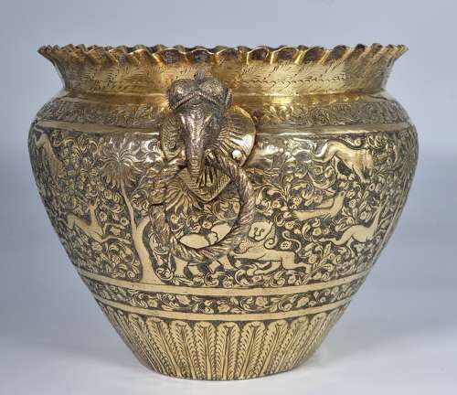 19th century Indian Raj period brass jardiniere circa 1880