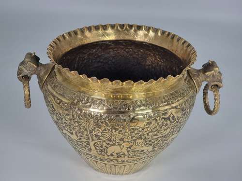 19th century Indian Raj period brass jardiniere circa 1880