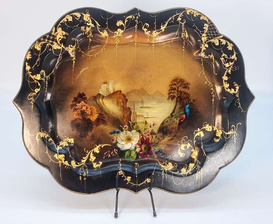 19th century papier m&acirc;ch&eacute; tray, English circa 1840