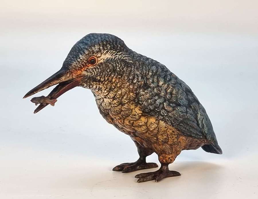 An Austrian bronze cold painted kingfisher circa 1910