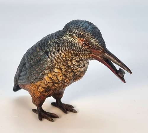 An Austrian bronze cold painted kingfisher circa 1910