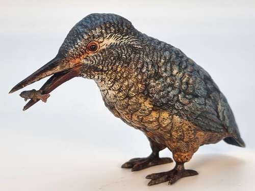 An Austrian bronze cold painted kingfisher circa 1910
