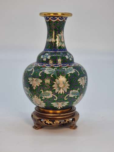 A pair of Chinese cloisonné enamel vases and stands circa 1930
