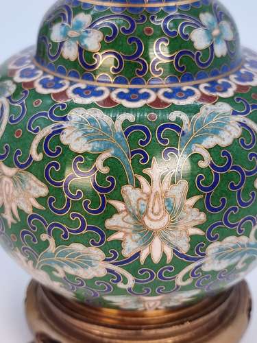 A pair of Chinese cloisonné enamel vases and stands circa 1930