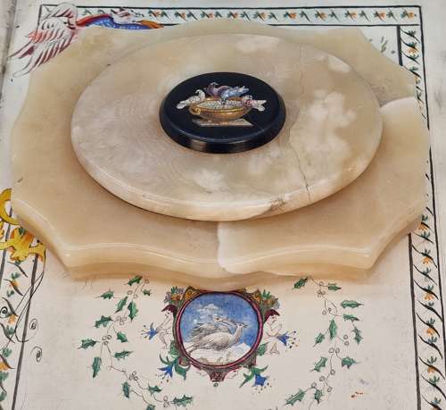 19th century Italian micro mosaic marble desk paperweight circa 1870