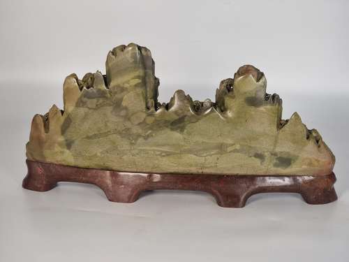 Late 19th century large Chinese carved soapstone landscape circa 1900