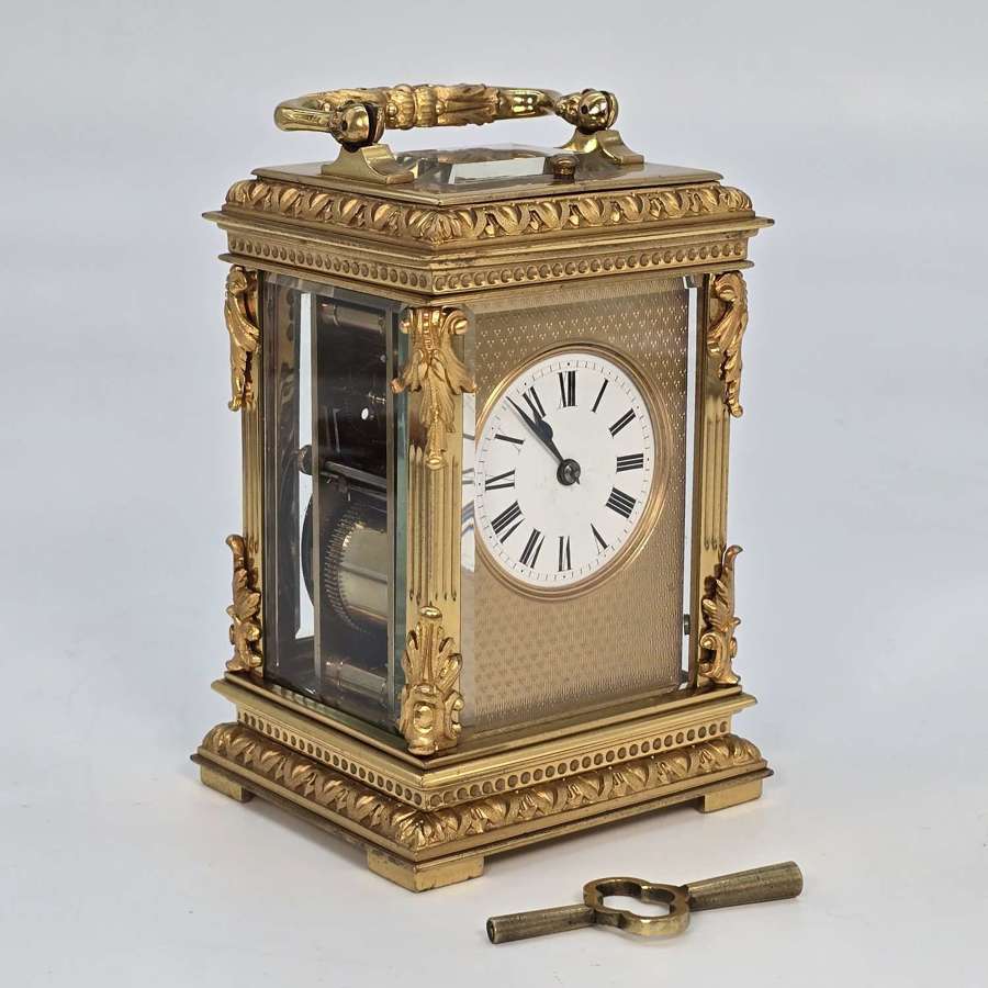 French Carriage clock with a 8 day striking and repeating movement