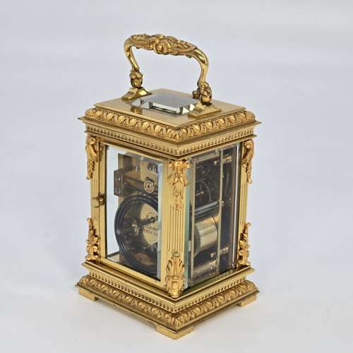 French Carriage clock with a 8 day striking and repeating movement