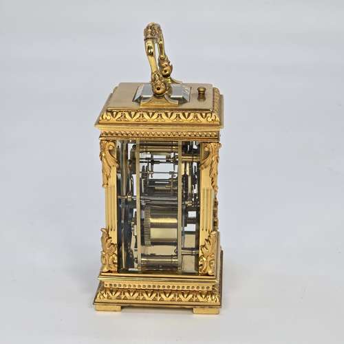 French Carriage clock with a 8 day striking and repeating movement