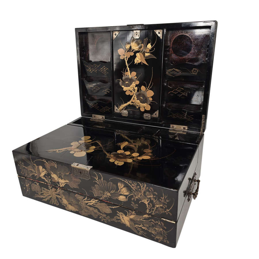 A rare large 19th century Japanese lacquer writing box circa 1880