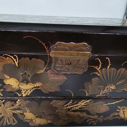 A rare large 19th century Japanese lacquer writing box circa 1880