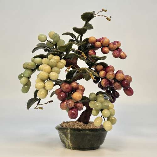 A Chinese hardstone carved grapevine bonsai tree, circa 1930