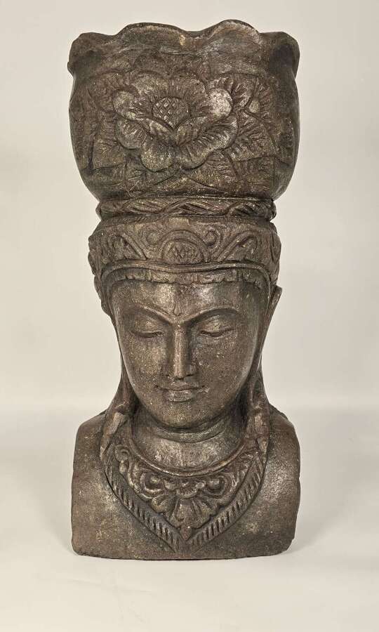 Indian Raj period carved stone life size planter or bust Circa 1920