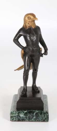 19th century bronze caricature figures of a crow and jackdaw C 1880